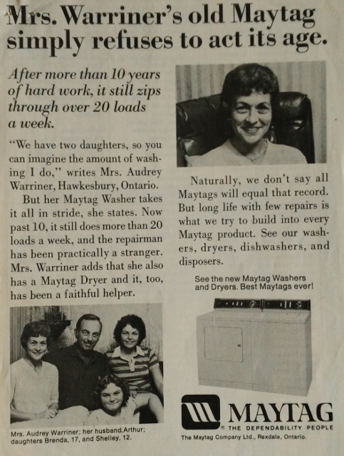 Warriner Maytag ad